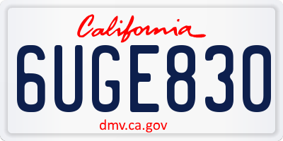 CA license plate 6UGE830