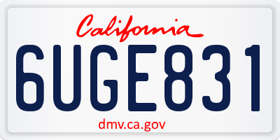 CA license plate 6UGE831