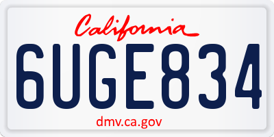 CA license plate 6UGE834