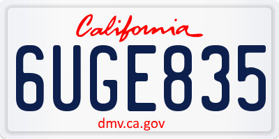 CA license plate 6UGE835