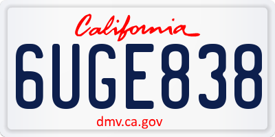 CA license plate 6UGE838