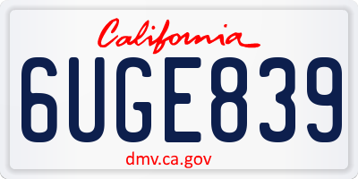 CA license plate 6UGE839