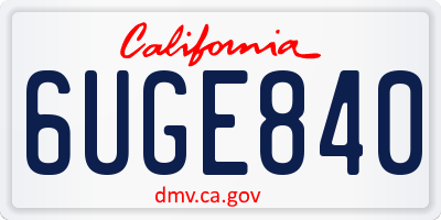 CA license plate 6UGE840