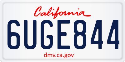CA license plate 6UGE844