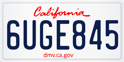 CA license plate 6UGE845