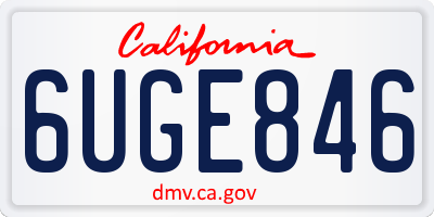 CA license plate 6UGE846