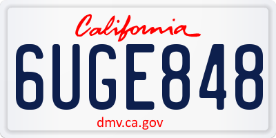 CA license plate 6UGE848