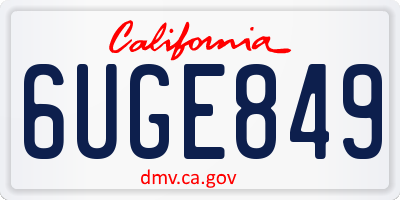 CA license plate 6UGE849