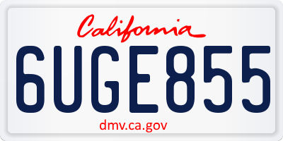 CA license plate 6UGE855