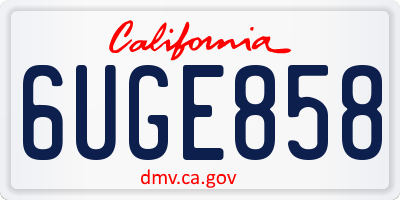 CA license plate 6UGE858
