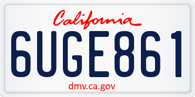 CA license plate 6UGE861