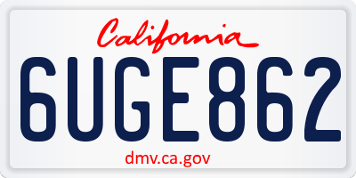 CA license plate 6UGE862