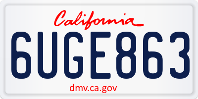 CA license plate 6UGE863