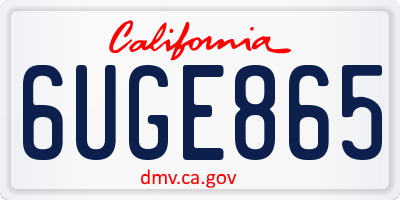 CA license plate 6UGE865