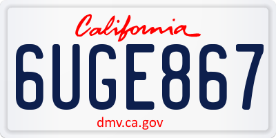 CA license plate 6UGE867