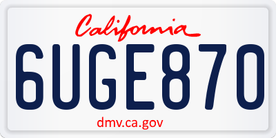 CA license plate 6UGE870