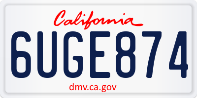 CA license plate 6UGE874