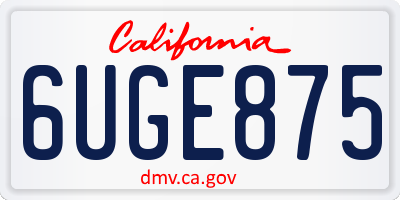 CA license plate 6UGE875