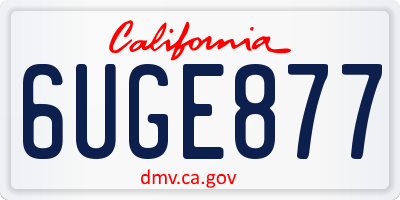 CA license plate 6UGE877