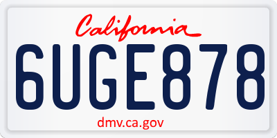 CA license plate 6UGE878