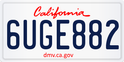 CA license plate 6UGE882