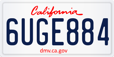 CA license plate 6UGE884