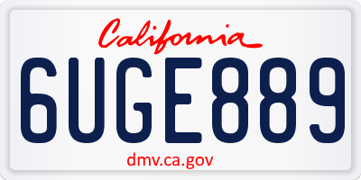 CA license plate 6UGE889