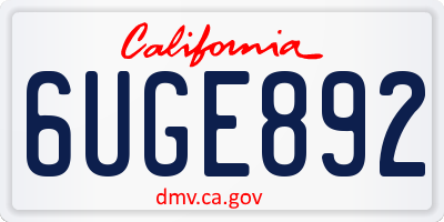CA license plate 6UGE892