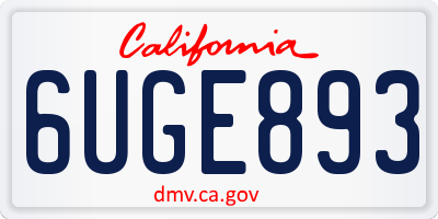 CA license plate 6UGE893