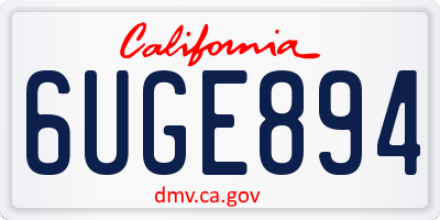 CA license plate 6UGE894