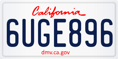 CA license plate 6UGE896