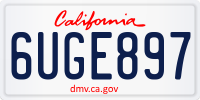CA license plate 6UGE897