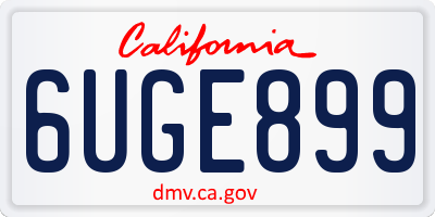 CA license plate 6UGE899