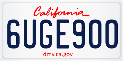 CA license plate 6UGE900