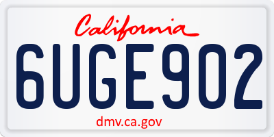 CA license plate 6UGE902