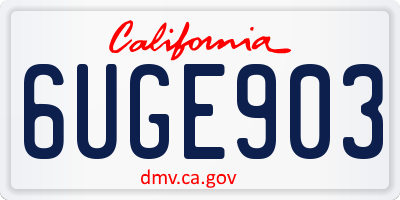 CA license plate 6UGE903