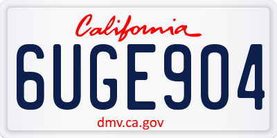 CA license plate 6UGE904