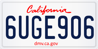 CA license plate 6UGE906