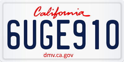 CA license plate 6UGE910