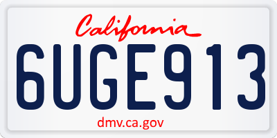 CA license plate 6UGE913