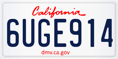 CA license plate 6UGE914