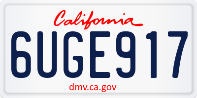 CA license plate 6UGE917