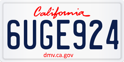 CA license plate 6UGE924