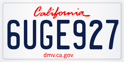 CA license plate 6UGE927
