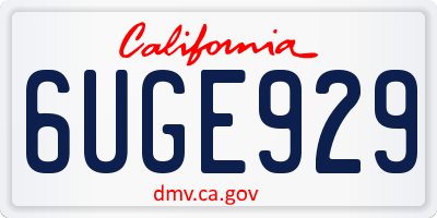 CA license plate 6UGE929