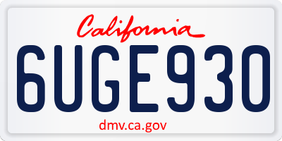 CA license plate 6UGE930