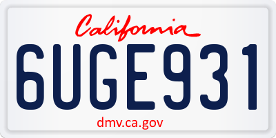 CA license plate 6UGE931