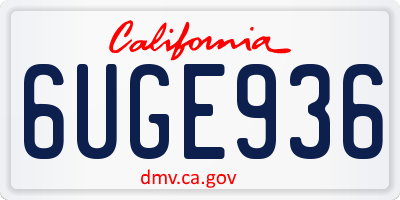 CA license plate 6UGE936