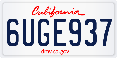 CA license plate 6UGE937