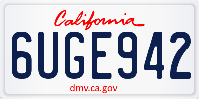 CA license plate 6UGE942